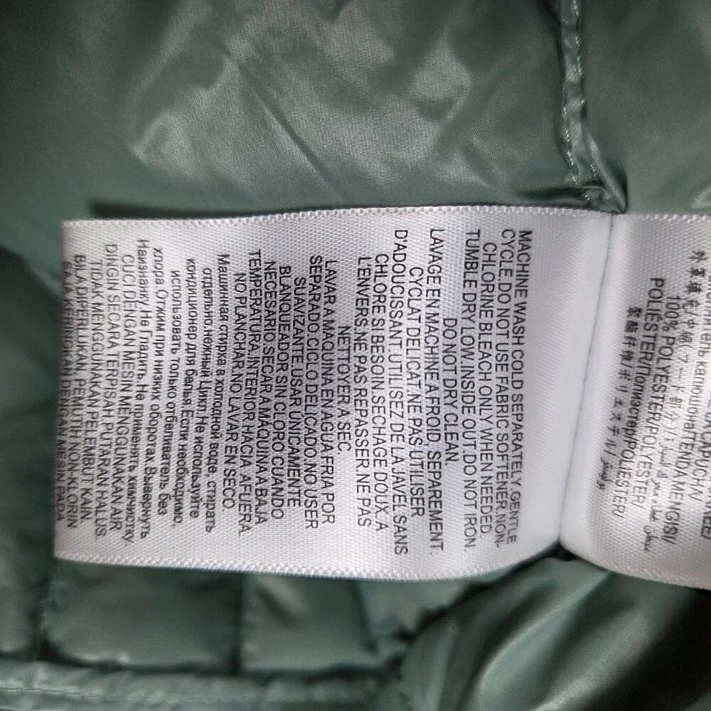 BCBG MAXAZRIA Puffer Jacket Womens Large Hooded Green Light Weight Down Filled - Picture 11 of 12